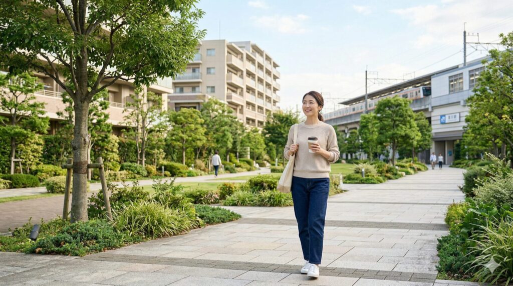 駅近と空地率60％がもたらす住み心地