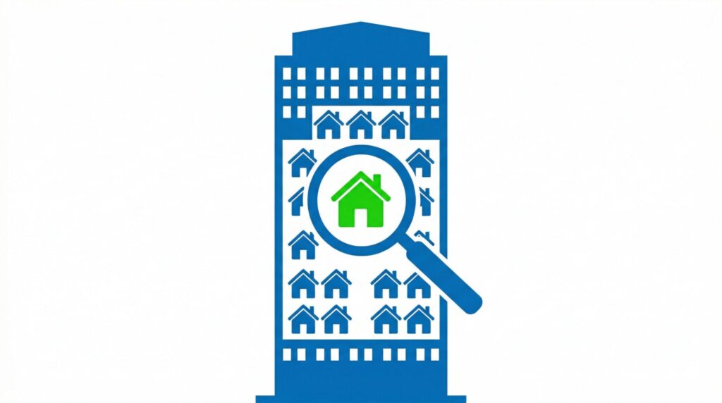 同じ条件の部屋が複数あり比較される構造