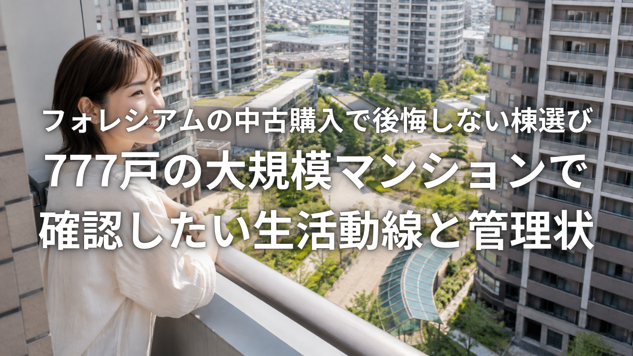フォレシアムの中古購入で後悔しない棟選び 777戸の大規模マンションで確認したい生活動線と管理状
