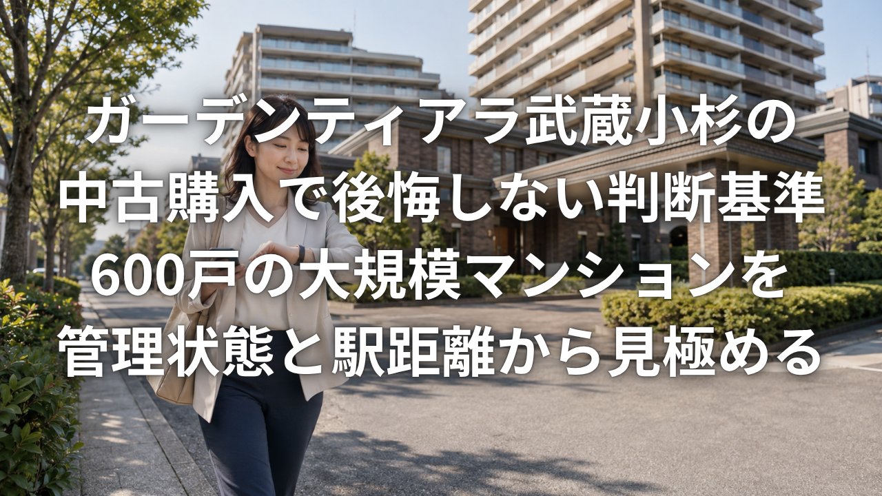 ガーデンティアラ武蔵小杉の中古購入で後悔しない判断基準 600戸の大規模マンションを管理状態と駅距離から見極める